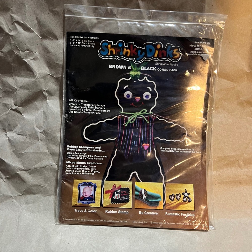 Shrinky Dinks 8x10 Shrinkable Plastic Brown & Black Combo Pack 6 Sheets D200-6A